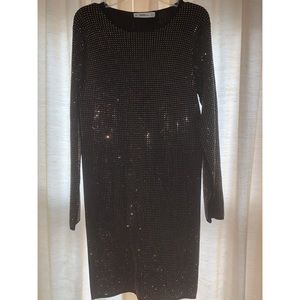 Rhinestone black knit dress